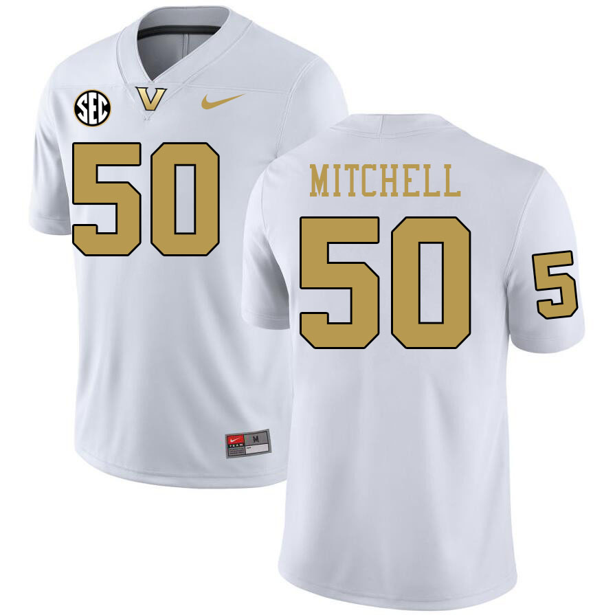 Vanderbilt Commodores #50 Chase Mitchell College Football Jerseys 2024 Uniforms Stitched-White